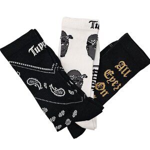 PERRI'S SOCKS Men's Tupac Black Bandana Socks 3 Pair - TUC370
